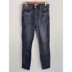 Alice & Olivia AO LA High Rise Skinny Jeans 27 Charcoal Wash Zipper Fly Stretch